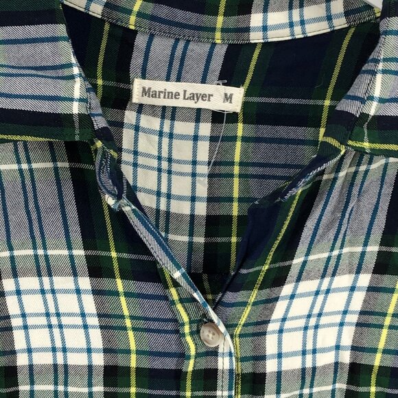 Marine Layer Green Plaid Long Sleeve Shirt Dress | Size M - Picture 4 of 5